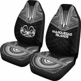 Marquesas Islands Car Seat Cover - Marquesas Islands Tiki Face Polynesian Chief Tattoo Black Version - 10 174914 - YourCarButBetter