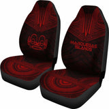 Marquesas Islands Car Seat Cover - Marquesas Islands Tiki Face Polynesian Chief Tattoo Deep Red Version - 10 174914 - YourCarButBetter