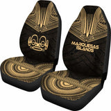Marquesas Islands Car Seat Cover - Marquesas Islands Tiki Face Polynesian Chief Tattoo Gold Version - 10 174914 - YourCarButBetter