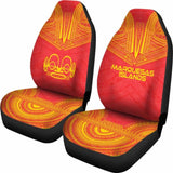 Marquesas Islands Car Seat Cover - Marquesas Islands Tiki Face Polynesian Chief Tattoo Red Version - 10 174914 - YourCarButBetter