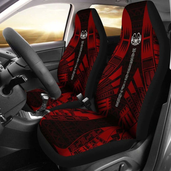 Marquesas Islands Car Seat Covers - Marquesas Islands Tiki Face Polynesian Tattoo Red - 105905 - YourCarButBetter
