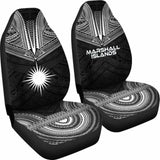 Marshall Islands Car Seat Cover - Marshall Islands Flag Polynesian Chief Tattoo Black Version - 10 174914 - YourCarButBetter