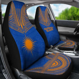 Marshall Islands Car Seat Cover - Marshall Islands Flag Polynesian Chief Tattoo Blue Version - 10 174914 - YourCarButBetter
