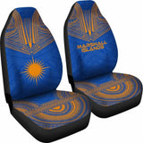 Marshall Islands Car Seat Cover - Marshall Islands Flag Polynesian Chief Tattoo Blue Version - 10 174914 - YourCarButBetter