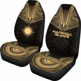 Marshall Islands Car Seat Cover - Marshall Islands Flag Polynesian Chief Tattoo Gold Version - 10 174914 - YourCarButBetter