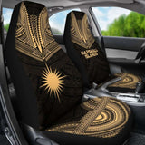 Marshall Islands Car Seat Cover - Marshall Islands Flag Polynesian Chief Tattoo Gold Version - 10 174914 - YourCarButBetter