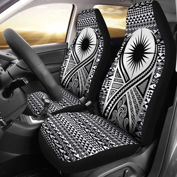 Marshall Islands Car Seat Cover - Marshall Islands Flag Polynesian Tattoo Black - 9 174914 - YourCarButBetter