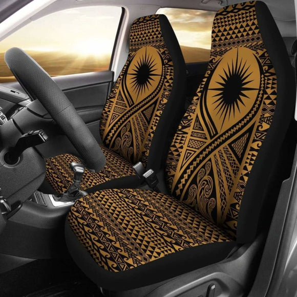 Marshall Islands Car Seat Cover - Marshall Islands Flag Polynesian Tattoo Gold - 9 174914 - YourCarButBetter
