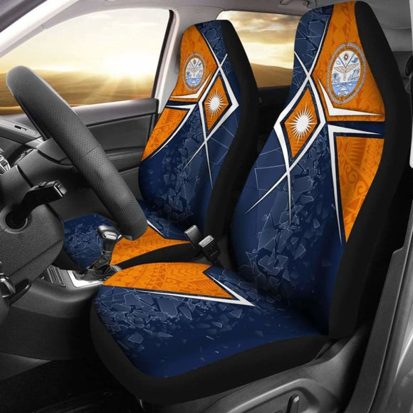 Marshall Islands Car Seat Covers - Marshall Islands Flag With Polynesian Patterns - 105905 - YourCarButBetter