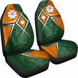 Marshall Islands Car Seat Covers - Kwajalein Atoll Marshall Islands Flag With Polynesian Patterns - 105905 - YourCarButBetter