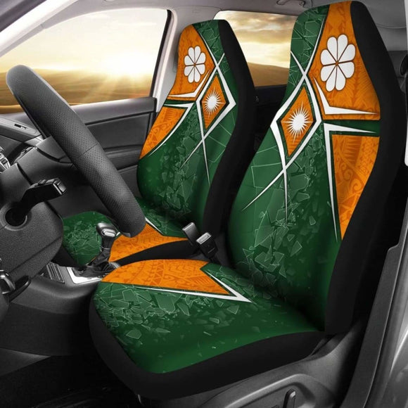 Marshall Islands Car Seat Covers - Kwajalein Atoll Marshall Islands Flag With Polynesian Patterns - 105905 - YourCarButBetter