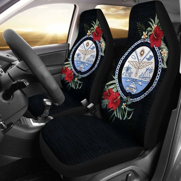 Marshall Islands Car Seat Covers - Marshall Islands Seal Hibiscus - 232125 - YourCarButBetter