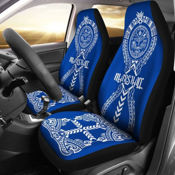 Marshall Islands Car Seat Covers - Marshall Islands Seal Polynesian Tribal Blue - 105905 - YourCarButBetter
