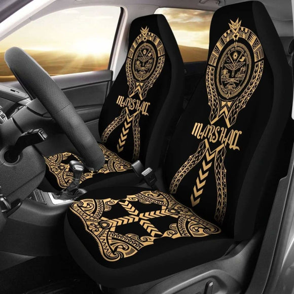 Marshall Islands Car Seat Covers - Marshall Islands Seal Polynesian Tribal Gold - 105905 - YourCarButBetter