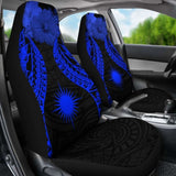 Marshall Islands Polynesian Car Seat Covers Pride Seal And Hibiscus Blue - 232125 - YourCarButBetter
