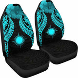 Marshall Islands Polynesian Car Seat Covers Pride Seal And Hibiscus Neon Blue - 232125 - YourCarButBetter