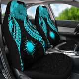 Marshall Islands Polynesian Car Seat Covers Pride Seal And Hibiscus Neon Blue - 232125 - YourCarButBetter