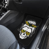 Messy Bun Skull for Women Sunflower Bandana Halloween Premium Car Floor Mats 212103 - YourCarButBetter