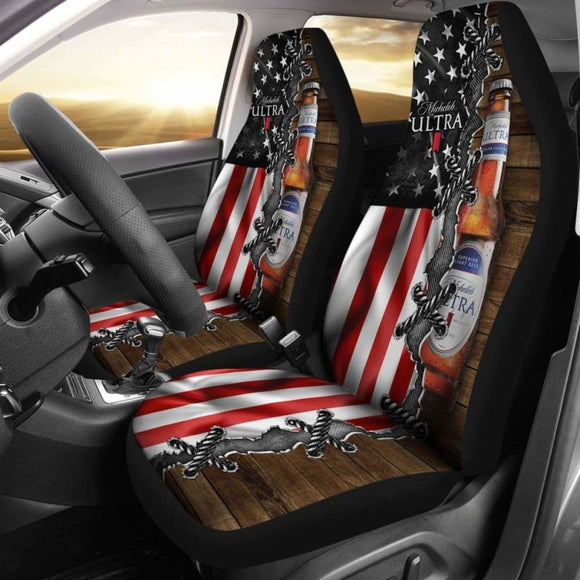 Michelob Ultra Car Seat Covers American Flag Beer Lover 195016 - YourCarButBetter