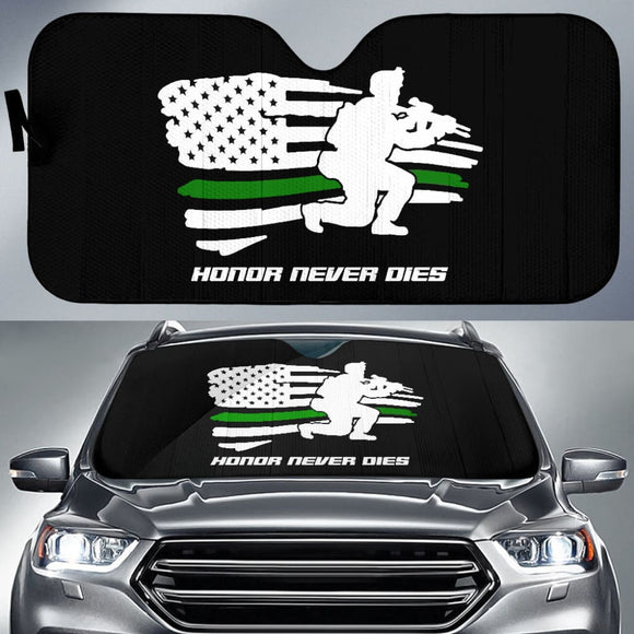 Military Green Thin Line American Flag Car Auto Sun Shades 213003 - YourCarButBetter
