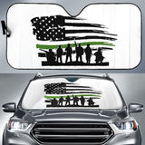 Military Thin Green Line American Flag Car Auto Sun Shades 213003 - YourCarButBetter
