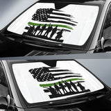 Military Thin Green Line American Flag Car Auto Sun Shades 213003 - YourCarButBetter
