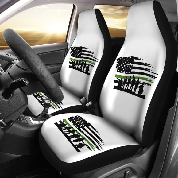 Military Thin Green Line American Flag Car Seat Covers 213003 - YourCarButBetter