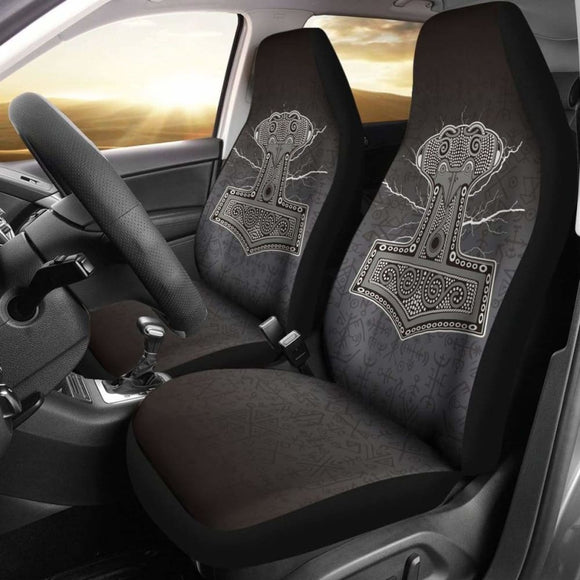 Mjollnir Of Odin In Viking Style Car Seat Covers 144909 - YourCarButBetter