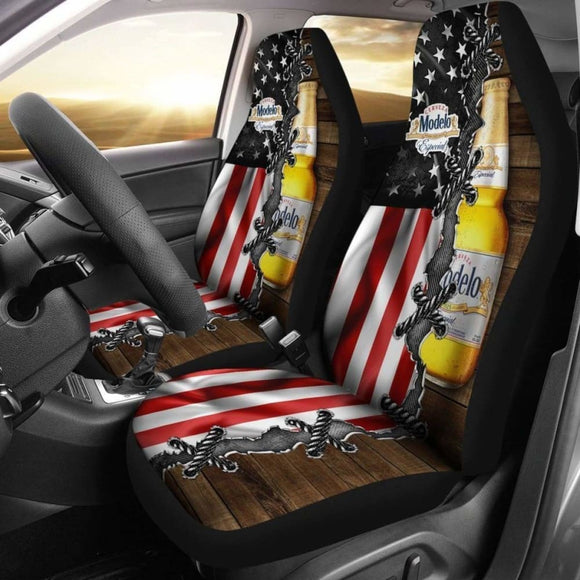 Modelo Especial Car Seat Covers American Flag Beer Lover 195016 - YourCarButBetter
