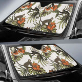 Monkey Red Hibiscus Flower Palm Leaves Floral Pattern Car Auto Sun Shades 104020 - YourCarButBetter