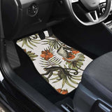 Monkey Red Hibiscus Flower Palm Leaves Floral Pattern Front And Back Car Mats 232125 - YourCarButBetter