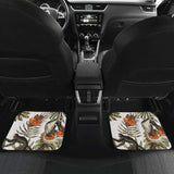 Monkey Red Hibiscus Flower Palm Leaves Floral Pattern Front And Back Car Mats 232125 - YourCarButBetter