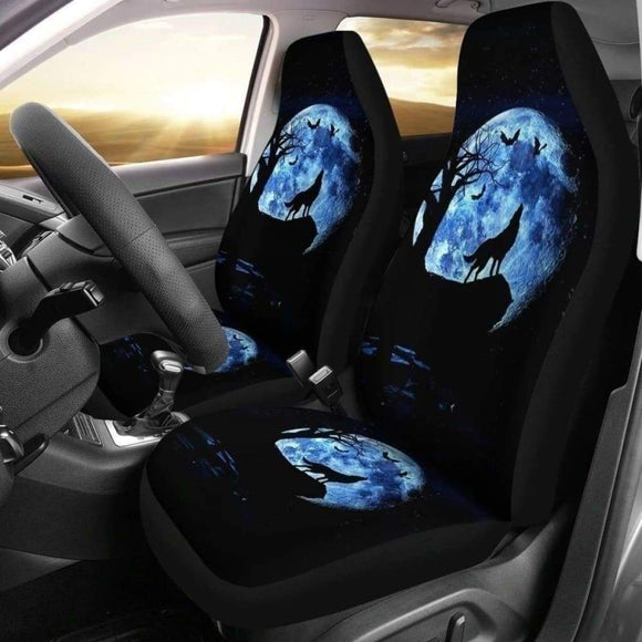 Moonlight Wolf Howl Car Seat Covers For Wolf Lover 163326 - YourCarButBetter