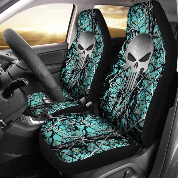 Muddy Serenity Punisher Custom Metallic Printed Car Seat Covers 211201 - YourCarButBetter