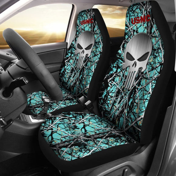 Muddy Serenity US Marine Corps Punisher Print Design Car Seat Covers 211803 - YourCarButBetter