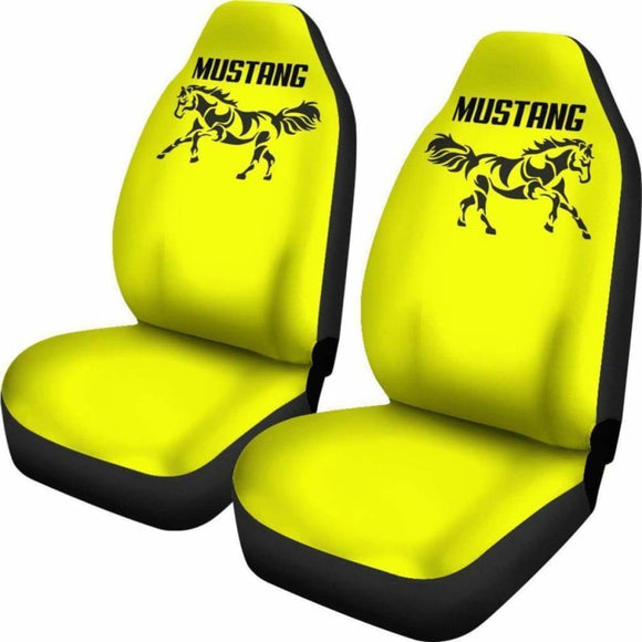 Mustang Horse Silhouette Yellow Seat Covers 160830 - YourCarButBetter