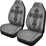 Mystic Celtic Cross With Knot Black Themed Car Seat Covers 210301 - YourCarButBetter