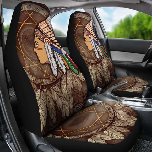 Native American Car Seat Covers - Native American Girls With Dreamcatcher - 102918 - YourCarButBetter