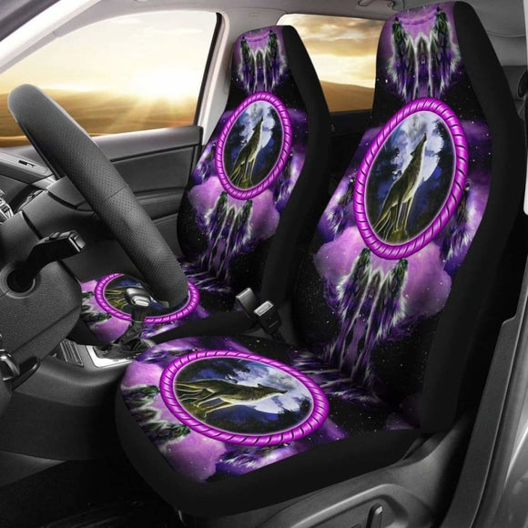 Native American Car Seat Covers - Purple Wolf - 105905 - YourCarButBetter
