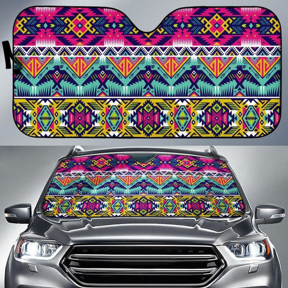 Native American Thunderbird Pattern Auto Sun Shades 093223 - YourCarButBetter