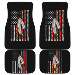 Native Feather American Flag Car Floor Mats Accessories 211804 - YourCarButBetter