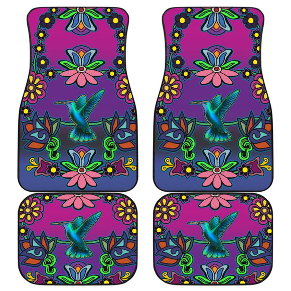 Native Floral Hummingbird Design Car Floor Mats 211301 - YourCarButBetter
