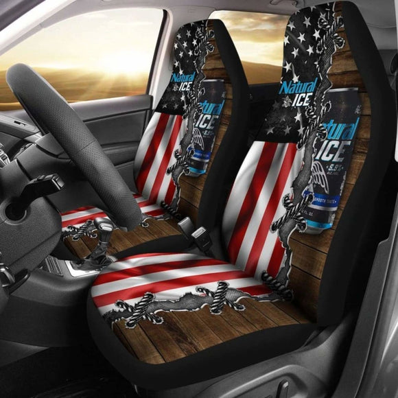 Natural Ice Car Seat Covers American Flag Beer Lover 195016 - YourCarButBetter