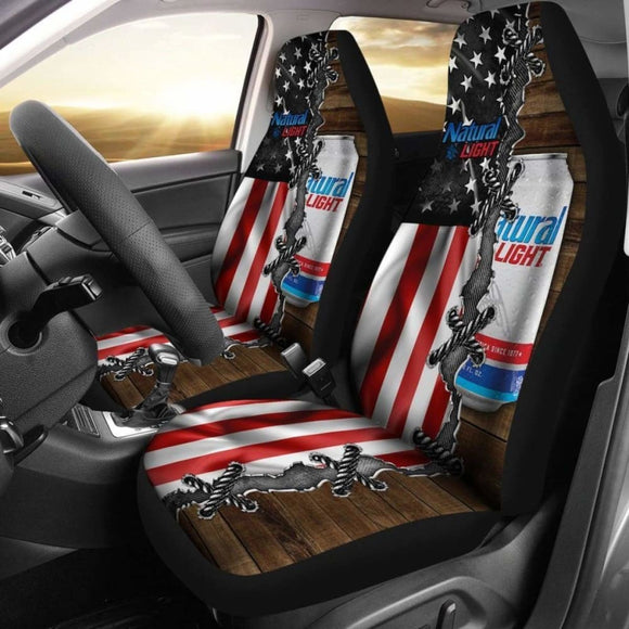 Natural Light Car Seat Covers American Flag Beer Lover 195016 - YourCarButBetter
