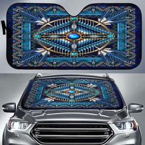 Naumaddic Arts Blue Native American Design Auto Sun Shades No Use 093223 - YourCarButBetter