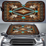 Naumaddic Arts Brown Native American Design Auto Sun Shades 093223 - YourCarButBetter
