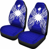 Nauru Car Seat Cover - Nauru Flag Map Blue - 105905 - YourCarButBetter