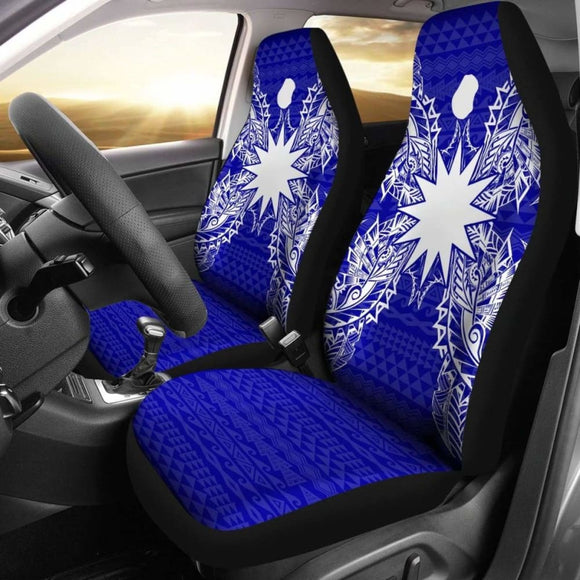 Nauru Car Seat Cover - Nauru Flag Map Blue - 105905 - YourCarButBetter