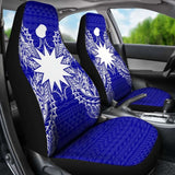 Nauru Car Seat Cover - Nauru Flag Map Blue - 105905 - YourCarButBetter