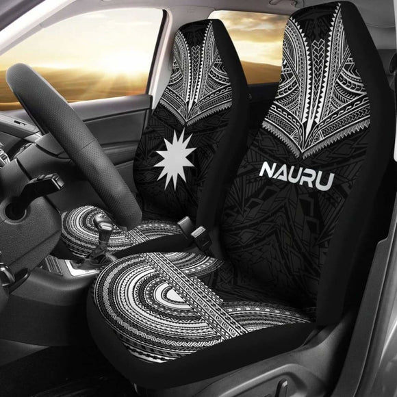 Nauru Car Seat Cover - Nauru Flag Polynesian Chief Tattoo Black Version - 10 174914 - YourCarButBetter